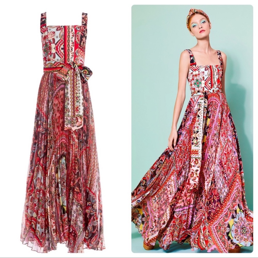 ALICE + OLIVIA Deona Pleated Maxi Dress - Picture 2 of 14